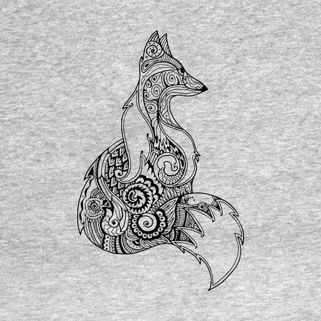 Zentangle monochrome fox by ComPix